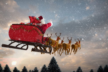 Santa Claus riding on sleigh